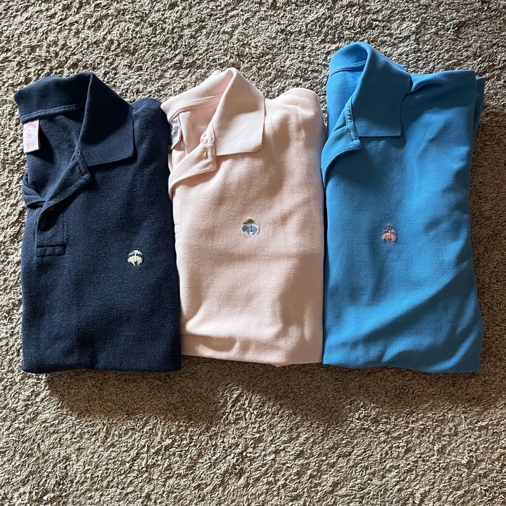 Set of Three Brooks Brothers Polo Shirts - Navy, Pink, and Blue
